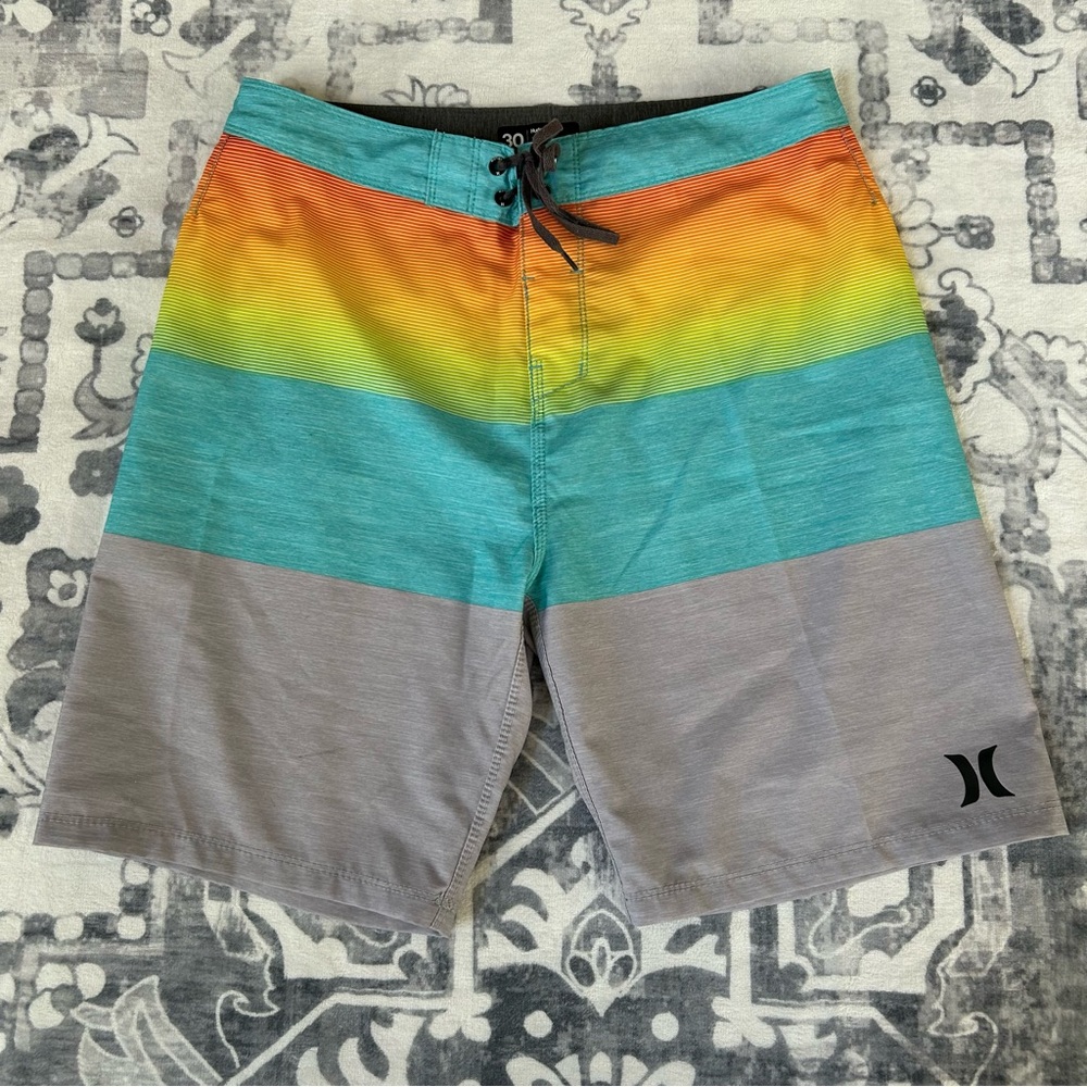 Men's Hurley Board Shorts - Rainbow Gradient Stripe - Size 30